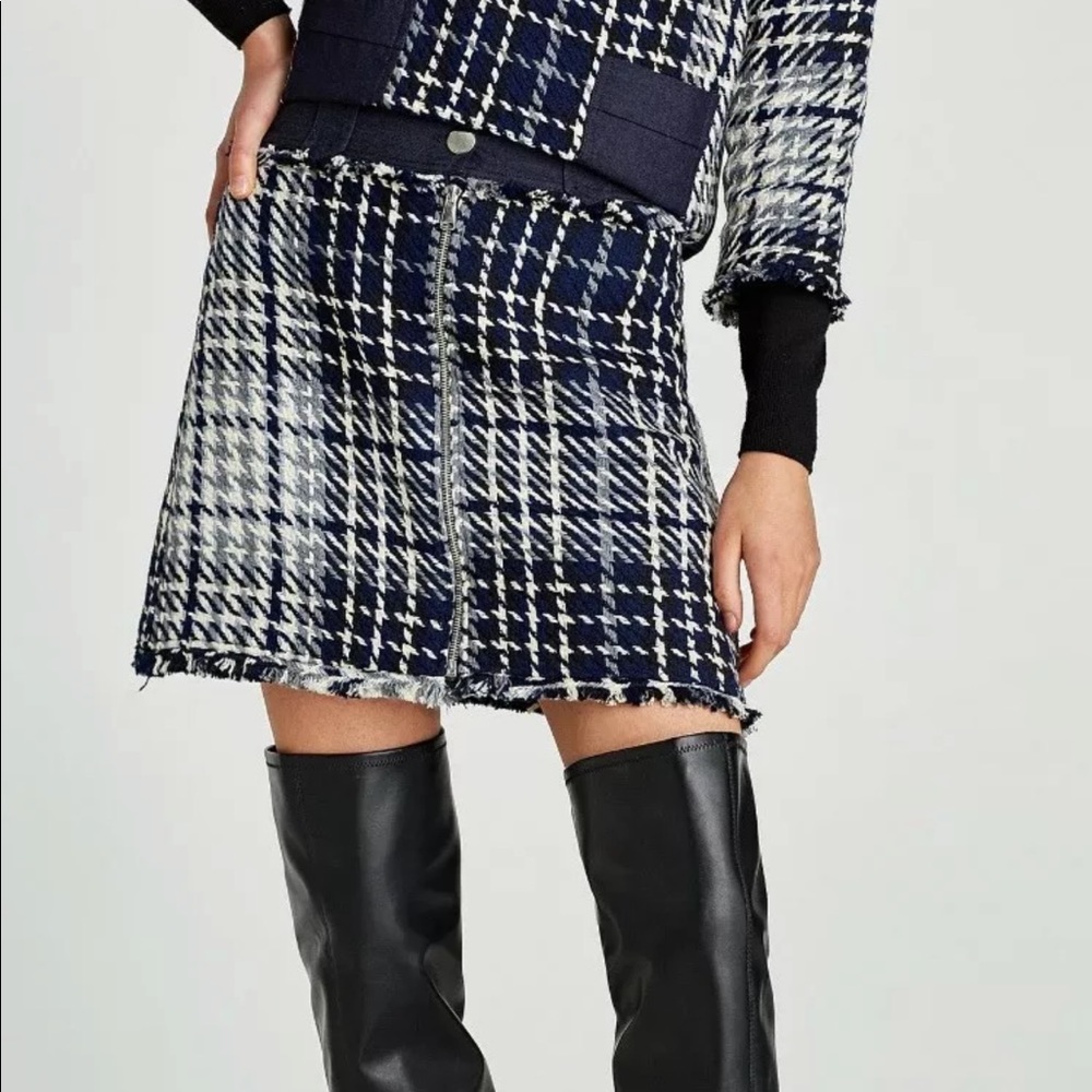 Zara blue tweed skirt